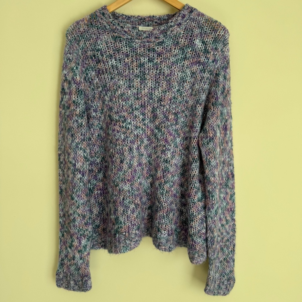 Talbots Multicolored Yarn Knit Crewneck Sweater Size XL Purple
